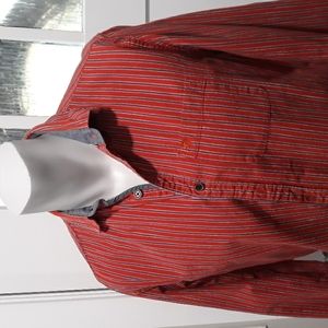 Netplay mens purple and dark orange/red striped cotton shirt. Small